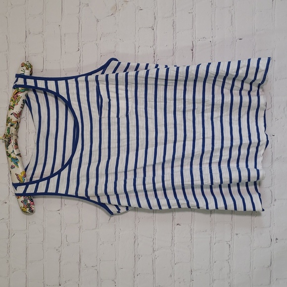 Torrid White & Blue Stripes Nautical Pocket Tank Top Loose Fit Womens Size 0 - Picture 1 of 11